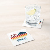 ヴィンテージ1995ストライプレトロ太陽30th誕生日 スクエアペーパーコースター (インサイチュ)