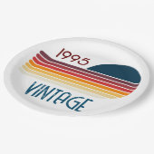 ヴィンテージ1995ストライプレトロ太陽30th誕生日 ペーパープレート (アングル)