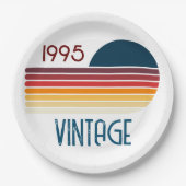 ヴィンテージ1995ストライプレトロ太陽30th誕生日 ペーパープレート (正面)