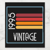 ヴィンテージ1995ストライプレトロ太陽30th誕生日 ワインラベル (シングルラベル)