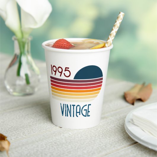 ヴィンテージ1995ストライプレトロ太陽30th誕生日 紙コップ (インサイチュ)