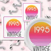 ヴィンテージ1995ネオンレトロストライプ太陽30歳の誕生日 ペーパープレート