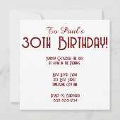 ヴィンテージ1995レトロストライプサン30歳の誕生日 招待状 (裏面)