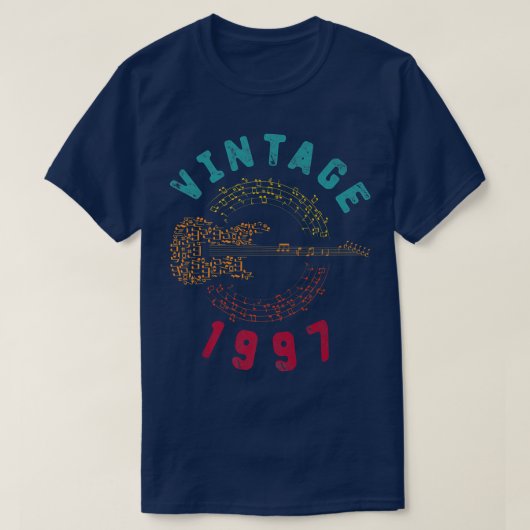 ヴィンテージ1997誕生日限定版ギター音楽 Tシャツ (デザイン正面)