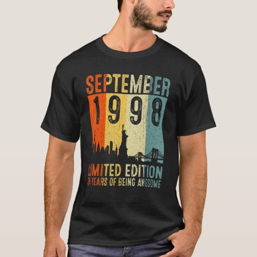 ヴィンテージ1998 24歳1998年9月24日バット Tシャツ (正面)