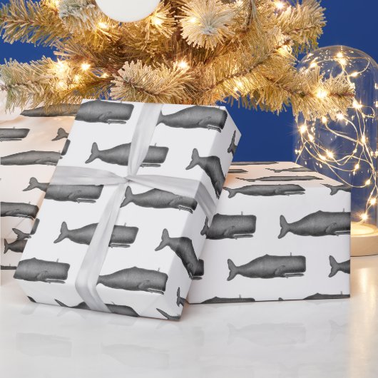 ヴィンテージ19thセンチュリークジラスケッチN ラッピングペーパー (クリスマス)