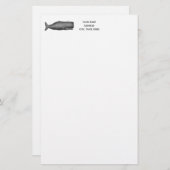 ヴィンテージ19thセンチュリークジラスケッチN 便箋 (正面/裏面)