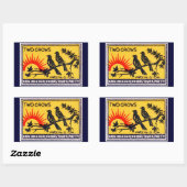 ヴィンテージ2つのカラスのマッチラベル 長方形シール (シート)