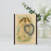 ヴィンテージ2つの天使とハートの怒りの復活祭 ポストカード (スタンド正面)