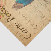 ヴィンテージ2つの青い蝶フローラ花フランスの 薄葉紙 (詳細)