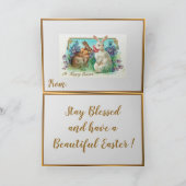 ヴィンテージ2ウサギ復活祭エッグホリディフォールディングカード シーズンカード (内部)