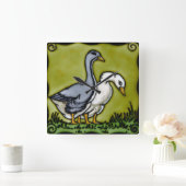 ヴィンテージ2ダック スクエア壁時計 (ホーム)