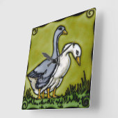 ヴィンテージ2ダック スクエア壁時計 (傾斜)