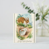 ヴィンテージ2ブンニーズ愛するイースターグリーティング ポストカード (スタンド正面)