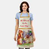 ヴィンテージ2ラビットイースターホリデー エプロン (着用した状態)