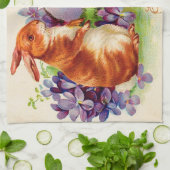 ヴィンテージ2ラビットイースターホリデー キッチンタオル (折り畳み)