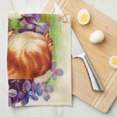ヴィンテージ2ラビットイースターホリデー キッチンタオル (四つ折り)