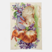 ヴィンテージ2ラビットイースターホリデー キッチンタオル (縦)