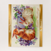 ヴィンテージ2ラビットイースターホリデー ジグソーパズル (縦)