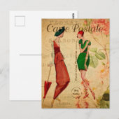 ヴィンテージ2人の女性が話し合い、冗談を言うフローラフランスの ポストカード (正面/裏面)