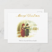 ヴィンテージ2人の姉妹がいる白いクリスマスシーン ポストカード (正面/裏面)