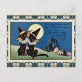 ヴィンテージ2匹の黒猫ハロウィン ポストカード (正面)