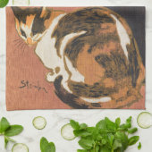 ヴィンテージ2匹絵画の猫のステインレン キッチンタオル (折り畳み)