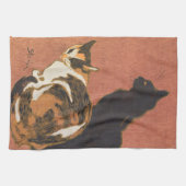 ヴィンテージ2匹絵画の猫のステインレン キッチンタオル (横)