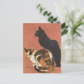 ヴィンテージ2匹絵画の猫のステインレン ポストカード (スタンド正面)