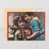 ヴィンテージ2小さな女の子友情 ポストカード (正面/裏面)