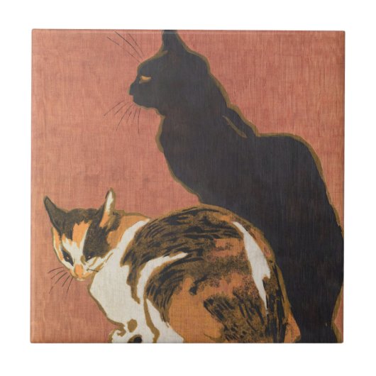 ヴィンテージ2絵画匹の猫 タイル (正面)