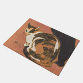 ヴィンテージ2絵画匹の猫 ドアマット (アングル)