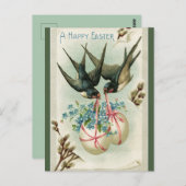 ヴィンテージ2羽運のイースターエッグ ポストカード (正面/裏面)