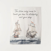 ヴィンテージ2隻のセーリングシップSea Johan Teyler タペストリー (正面)