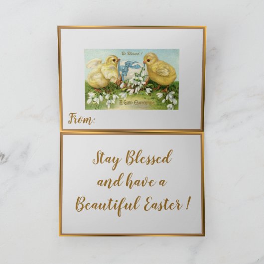 ヴィンテージ2鶏と卵イースターの折り畳みカード シーズンカード (内部)