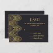 ヴィンテージ20のアールデコスキャロップ結婚式のRSVPカード 出欠カード (正面/裏面)