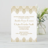 ヴィンテージ20のアールデコホタテ白金ゴールド結婚 招待状 (スタンド正面)