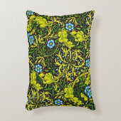 ヴィンテージ20世紀初頭パターンブルーグリーン金ゴールド アクセントクッション (正面(垂直))