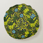 ヴィンテージ20世紀初頭パターンブルーグリーン金ゴールド ラウンドクッション (裏面)