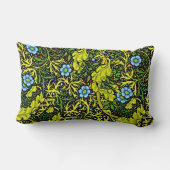 ヴィンテージ20世紀初頭パターンブルーグリーン金ゴールド ランバークッション (裏面)