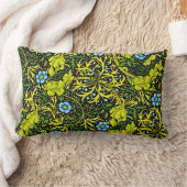 ヴィンテージ20世紀初頭パターンブルーグリーン金ゴールド ランバークッション (ブランケット)