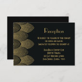 ヴィンテージ20年代のアールデコ・ウェーブの結婚式の披露宴 エンクロージャーカード (正面/裏面)