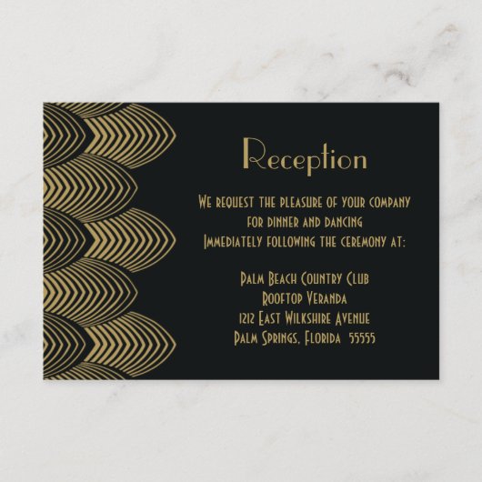 ヴィンテージ20年代のアールデコ・ウェーブの結婚式の披露宴 エンクロージャーカード (正面)