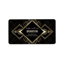 ヴィンテージ20年代金ゴールドブラック素晴らしギャツビー結婚ズ ラベル