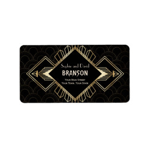 ヴィンテージ20年代金ゴールドブラック素晴らしギャツビー結婚ズ ラベル