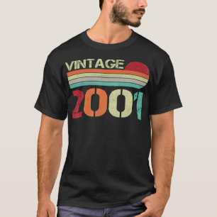 ヴィンテージ2001 面白い 21歳 男性と女性 21歳の誕生日 .おしゃれ, かわいい, かっこい Tシャツ