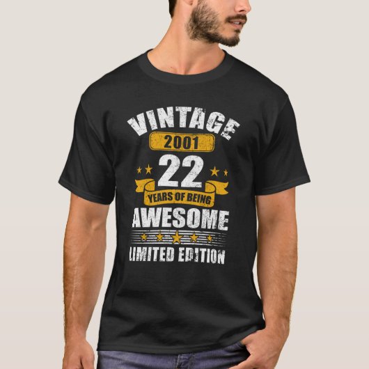 ヴィンテージ2001 22歳22誕生日1 Tシャツ (正面)