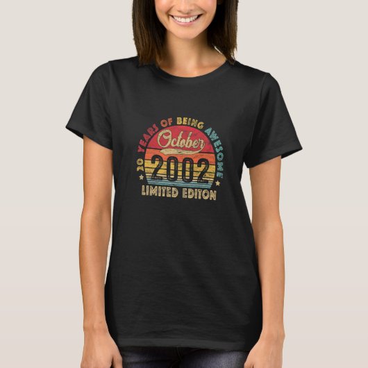 ヴィンテージ2002 10月以来20番目の誕生日素晴らしレトロ Tシャツ (正面)