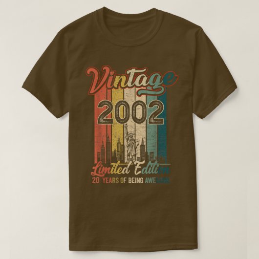ヴィンテージ2002 20誕生日ギフト20年 Tシャツ (デザイン正面)
