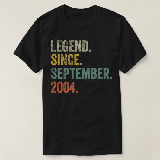 ヴィンテージ2004年9月以来17誕生日伝説 Tシャツ (デザイン正面)